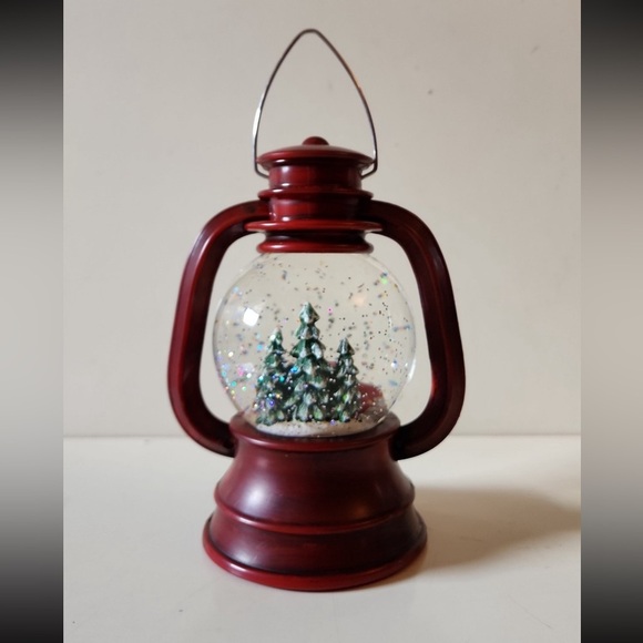 Vintage Red Truck Lantern Snow Globe with Truck and Trees - Picture 5 of 5